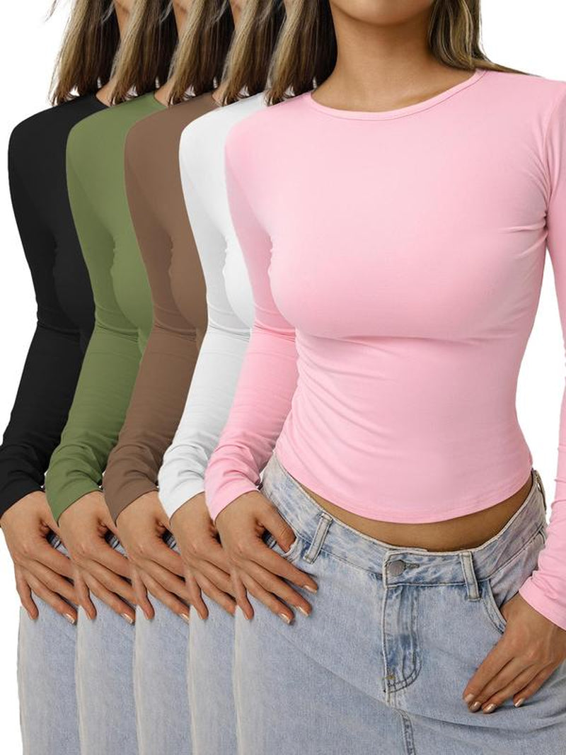 Solid Long Sleeve Tight Fitted Tee