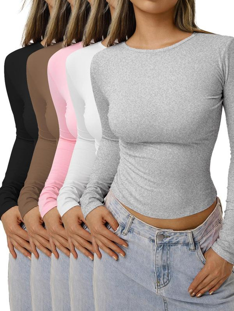 Solid Long Sleeve Tight Fitted Tee