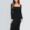 Women's Solid Color Long Sleeve Square Neck Bodycon Dress