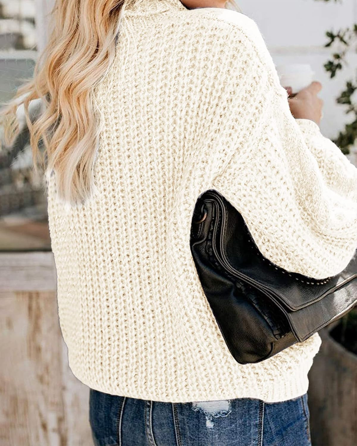 Chic Ballon Sleeve Winter Turtleneck Chunky Sweater Slouchy